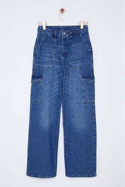 Siyah Kargo Cepli Yuksek Bel Wide Leg Jeans TWOAW22JE0393 - Trendyolmilla фото 15