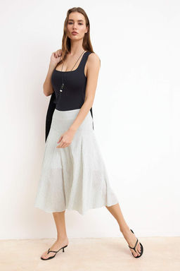 Beyaz Cizgili Astarl? Klos Midi Etek TWOSS26ET00073