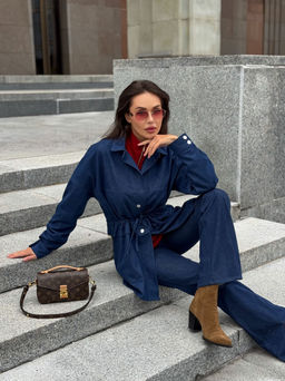 Жакет AURA 1142-164 темно-синий деним