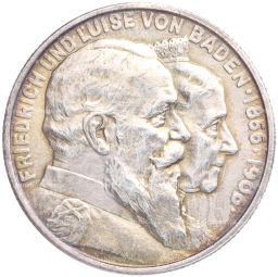 Монета 2 марки 1906 года Германия (Баден) 50 лет свадьбе Фридриха I и Луизы Прусской