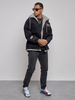 Плюшевая куртка мужская с капюшоном молодежная черного цвета 28117Ch - Mtforce фото 11