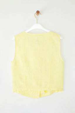 Sar? %100 Keten Dugme Detayl? Dokuma Bluz TWOSS26BZ00254 - Trendyolmilla фото 6