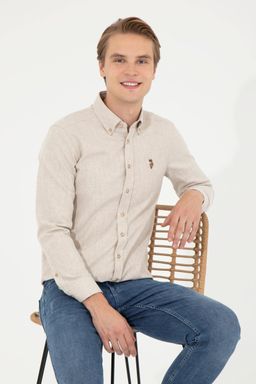 U. S. Polo Assn / Рубашка мужская бежевая Uzunkol Basic - U.s. polo assn фото 3