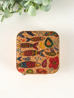 Шкатулка для украшений «Рыбки», пробка, кожзам, 10×10×5 см