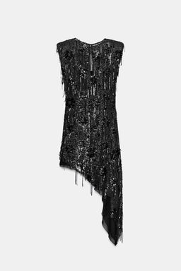ASYMMETRIC SEQUIN MINI DRESS - Zara фото 9