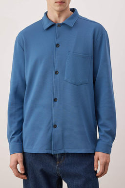 Lacivert Regular/Normal Kesim Dokulu Cep Detayl? Gomlek TMNAW26GO00027 - Trendyolmilla фото 3