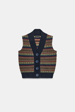 JACQUARD KNIT WOOL BLEND WAISTCOAT - Zara фото 5