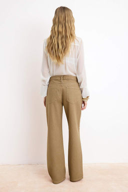 Camel Inci Detayl? Y?kama Efektli Yuksek Bel %100 Pamuk Wide Leg Jeans TWOSS26JE00055 - Trendyolmilla фото 6