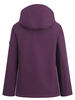 Ветровка женская софтшелл виндстоппер с капюшоном спортивная темно-фиолетового цвета 9616_1TF