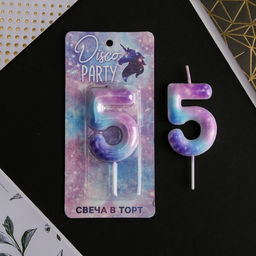 Цена за 2 шт. Свеча для торта, цифра «5», 5.5×8 см