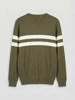 Bisiklet Yaka ?izgili Erkek Triko Kazak