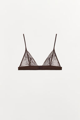 LACE TRIANGLE BRA WITH CONTRAST DETAIL - Zara фото 11