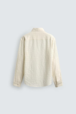 CAMISA POLO JACQUARD CUADROS EFECTO ARRUGADO / Blanco roto - Zara фото 8