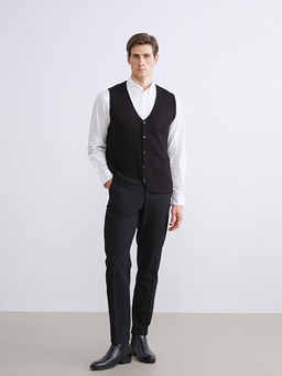 Standart Kal?p V Yaka Erkek Triko Yelek