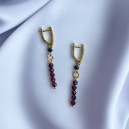 Серьги длинные из Граната и черной Шпинели - Радуга самоцветов фото 2