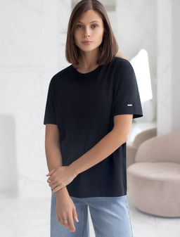 Свободная футболка из премиального хлопка с эластаном - Vilatte фото 2