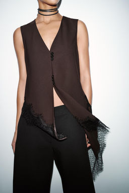 ASYMMETRIC LACE TOP - Zara фото 12