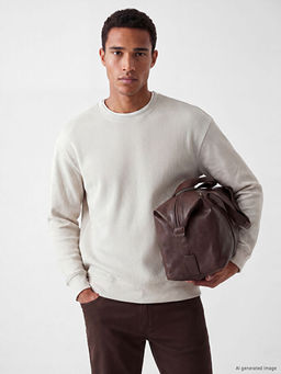 Bisiklet Yaka Fitilli Erkek Sweatshirt