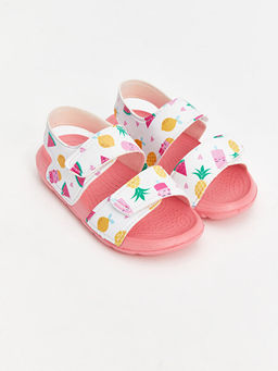 Bask?l? ?ift Bantl? K?z Bebek Sandalet