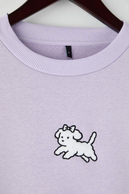 Teen Lila Kopek Nak?sl? Regular/Normal Kal?p Kal?n Ici Polarl? Orme Sweatshirt TWOAW26SW00185 - Trendyolmilla фото 3