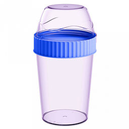 Контейнер пластмассовый 0,44л, д8,7см, h16,5см, для завтрака (стакан), винтовая крышка 0,2л, полипропилен, цвета микс, подходит для СВЧ (Россия)