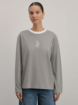 Базовый лонгслив из хлопка с принтом / Zarina  фото 3