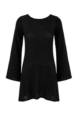 Siyah Triko S?rt Detayl? Super Mini Plaj Elbisesi TBESS26EL00008