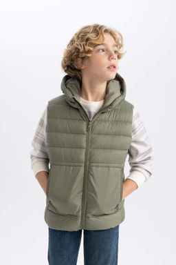 Водоотталкивающий жилет с капюшоном для мальчиков - Defacto фото 3