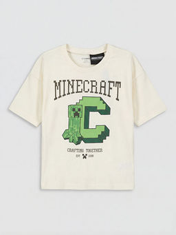 Bisiklet Yaka Minecraft Bask?l? Erkek ?ocuk Ti??rt