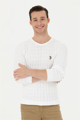 Мужской белый базовый свитер - U.s. polo assn фото 3