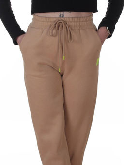 2617 BEIGE Брюки спортивные утепленные женские (85% хлопок, 10% полиэстер, 5% спандекс)