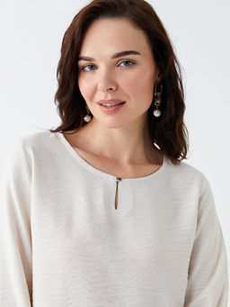 Bisiklet Yaka D?z Uzun Kollu Kad?n Bluz