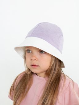 Панамка трикотажная вязаная (Молоко/Лаванда) - Jumbi фото 4