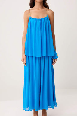 Siyah Zincir Detayl? Ask?l? Sifon Astarl? Maxi Dokuma Elbise TWOSS26EL00350 - Trendyolmilla фото 8