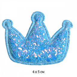 Аппликации пришивные c глиттером арт.TBY.2167 Корона 4х5см цв.голубой, уп.20 шт.