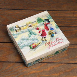 Цена за 2 шт. Коробка складная, крышка - дно С Новым годом и Рождеством 20?20?6 см