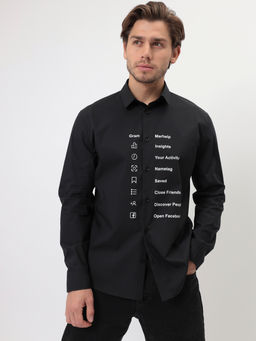 Сорочка мужская длинный рукав GREG 100/139/BLK/ZN/print