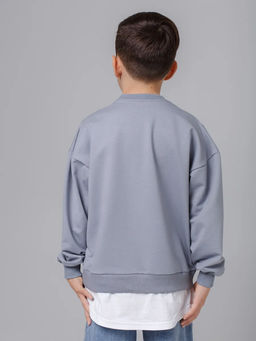 Свитшот Модный с имитацией, цвет Серый, 78%х/б,16%пэ,6%л - 5+ фото 3