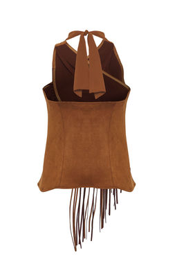 Trendyolmilla Limited Edition Kahverengi Regular Halter Yaka Boyundan Baglamal? Yelek TWOSS25YE00079 фото 4