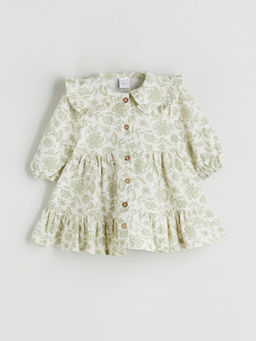 Bebe Yaka ?i?ekli K?z Bebek Elbise