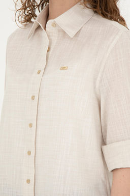 Женская рубашка цвета хаки с длинным рукавом светлого цвета - U.s. polo assn фото 14