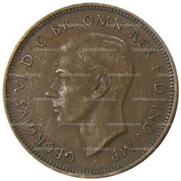 Монета 1/2 пенни 1938 года Австралия