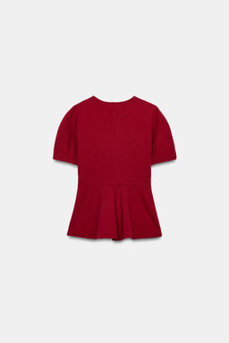 TOP PEPLUM MANGA ABULLONADA / Burgundy - Zara фото 8