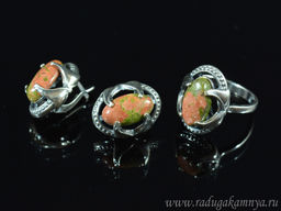 Кольцо Серьги с унакитом размер 19