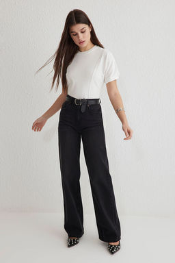 TRENDYOLMILLA Mavi Yuksek Bel Wide Leg Jeans TWOSS25JE00060