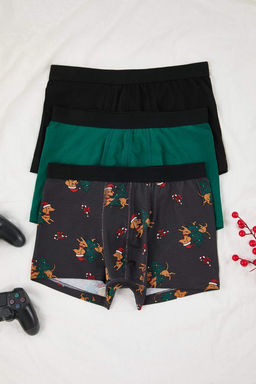 3lu Cok Renkli Desenli-Duz Mix Boxer TMNAW22BX0040 - Trendyolmilla фото 9