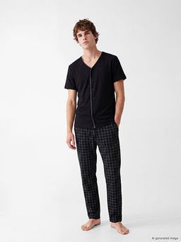 Regular Fit Ekose Erkek Pijama Tak?m