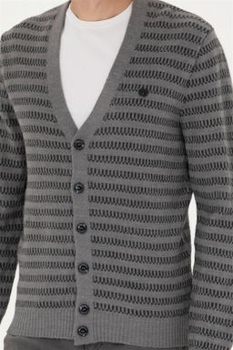 Мужской серый меланжевый трикотажный кардиган - U.s. polo assn фото 6