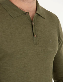 A__k Ye_il Slim Fit Polo Yaka Y_n Kar___ml_ Basic Triko Kazak - Pierre cardin фото 7