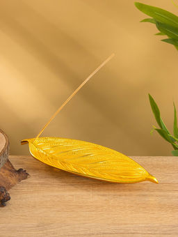 Подставка под благовония «Лист», 23.5×8.5×2.5 см, алюминий, золотая